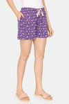 Rosaline Mystic Town Knit Cotton Shorts (Pack of 2) - White Purple — thumbnail 3